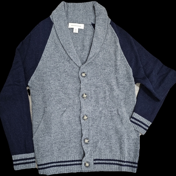 Men's lamb's wool cardigan sweater sz S gray blue, button down Frederik Anderson - Picture 2 of 5